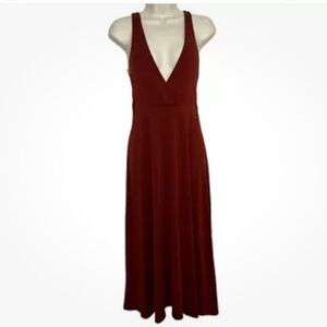 & other stories deep rust v neck dress size 2